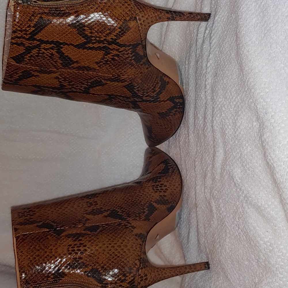 Embossed leather animal print bootie